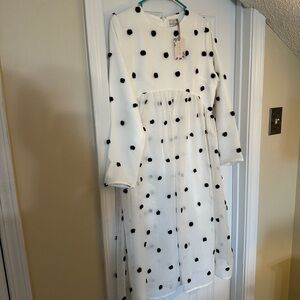Dainty Jewells White and Black Polka Dot Dress